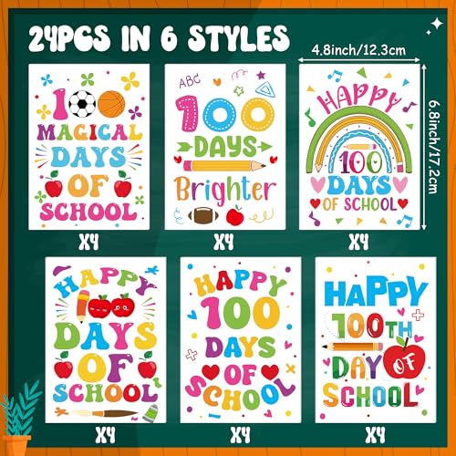 24Pcs 100 Days of School Coloring Books - Happy 100th Day of School DIY Color-in Pages Cute Pencil Apple Patterns Drawing Booklet Classroom Rewards Art Activity Gifts Party Favors Supplies - color: Y-100 Days of School
