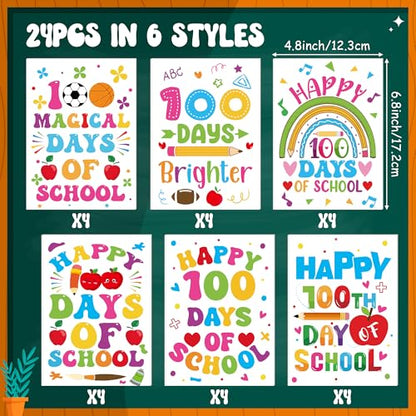 24Pcs 100 Days of School Coloring Books - Happy 100th Day of School DIY Color-in Pages Cute Pencil Apple Patterns Drawing Booklet Classroom Rewards Art Activity Gifts Party Favors Supplies - color: Y-100 Days of School