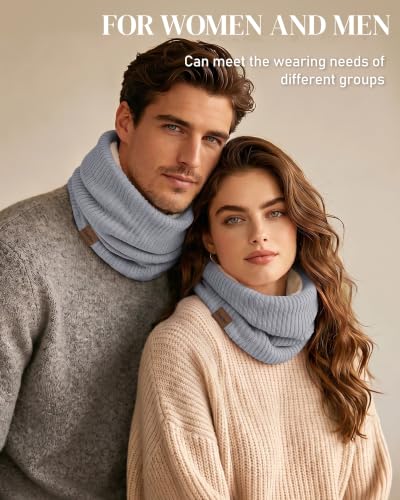 Chalier Infinity Scarf Neck Warmer, Fleece Lined Winter Scarves - color: A-gray