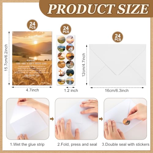AmazingSpark 24 Pack Pastor Appreciation Cards with Envelopes, Scenery - style: Scenery