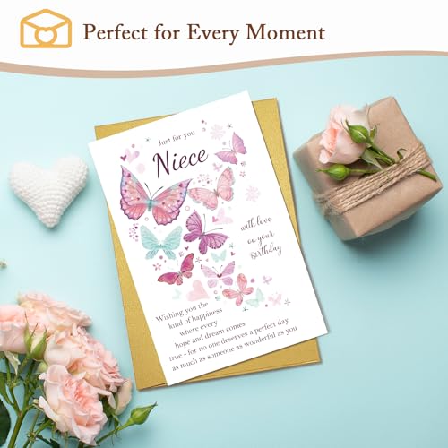 Qiliji Happy Birthday Card for Niece, Sweet Niece Birthday Card, Nieces Bday Cards Gifts from Uncle Aunt - color: Niece Birthday