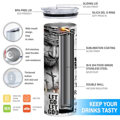 TUMBTU Christian Bible Verse Tumbler,Inspirational Tumbler Gift for Men - color: White-Black