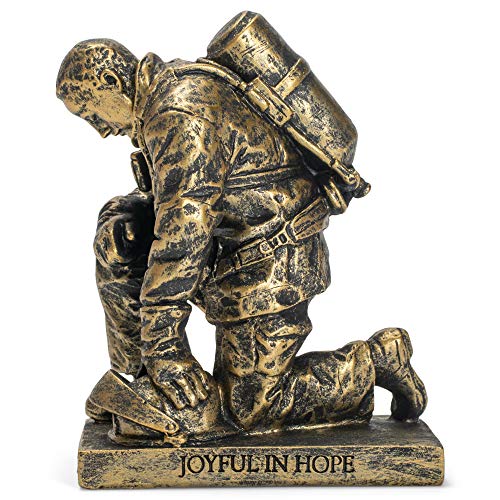 Dicksons Joyful in Hope Praying Firefighter 5 inch Gray Resin Stone Table Top Figurine - style: Joyful In Hope Praying Firefighter