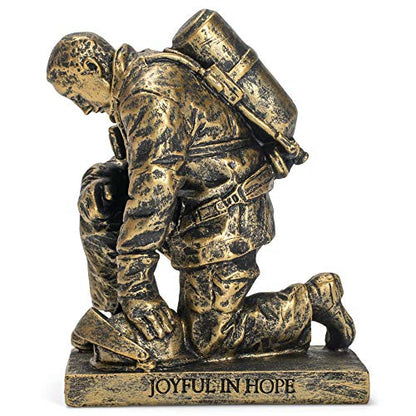 Dicksons Joyful in Hope Praying Firefighter 5 inch Gray Resin Stone Table Top Figurine - style: Joyful In Hope Praying Firefighter