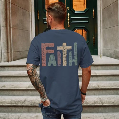 Tuislay Mens Christian T Shirts Jesus Religious Graphic Tees - color: Navy Blue, size: X-Large