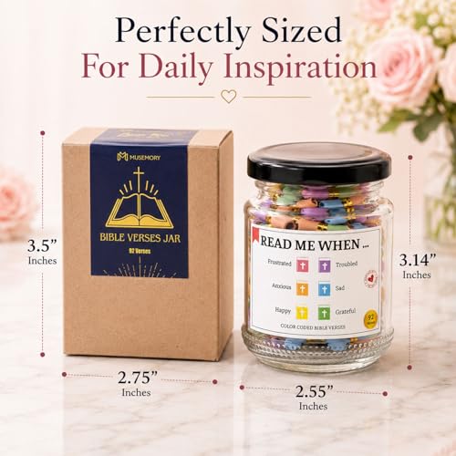 Bible Verse Jar, Christian Gifts for Women, Inspirational Scriptures for Women, Daughters, Bible Accessories, Father Day Gifts, Decorative Glass Inspirational Scripture Jar, Bible Jar
