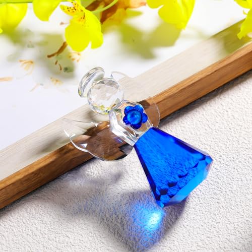 YWHL Blue Crystal Guardian Angel Gift for Women, Christmas Angel Figurine - color: Blue