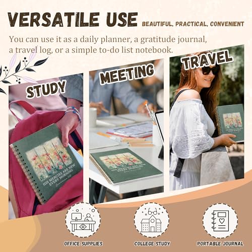 YEBFC Bible Christian Journal, Inspirational Scripture Froal Notebooks For Prayer Women Gifts, 5.7"×8.2" Wildflowers Windows Spiral Hardcover Notebook, Retro Church Notes Journal Supplies (A04)