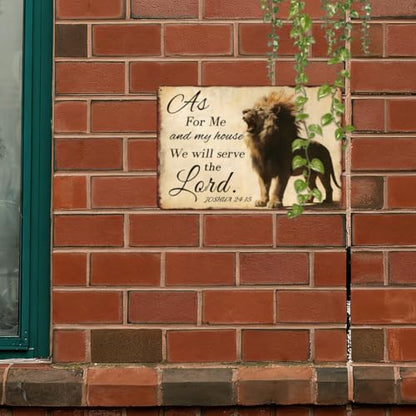 Christian Metal Sign Lion Sign Bible Verse Metal Signs 8x12 Inch - color: JOSHUA 24-15_1, size: 8x12 Inch