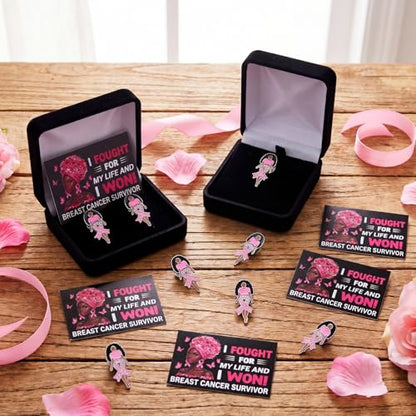 Quelay 30 Set Breast Cancer Awareness Pins for Black Women Bulk Pink Ribbon Brooches with Cards Breast Cancer Survivor Jewelry Accessories Gifts for Charity Public Fundraiser Events - style: African Breast Cancer Awareness