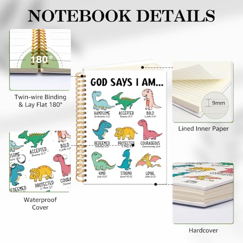 ERHACHAIJIA God Says I Am Dinosaurs Lined Spiral Notebook for Christian - color: White-green