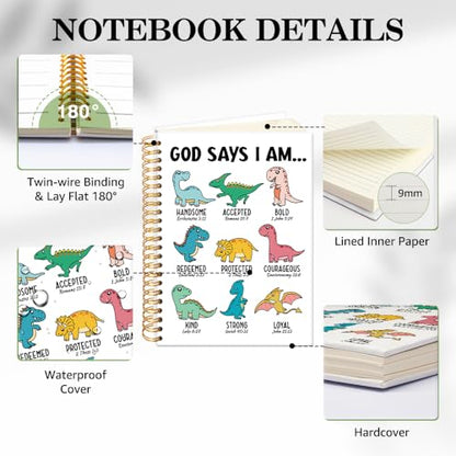ERHACHAIJIA God Says I Am Dinosaurs Lined Spiral Notebook for Christian - color: White-green