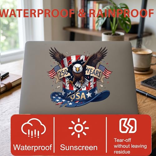 Uncle Sam Hat and American Flag Patriotic Car Decal - color: Sticker 250 Hat Eagle