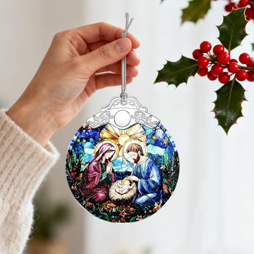 Christmas Ornament, Christmas Tree Decor, Christian Ornament, Nativity Scene, Religious Home Decor, Christian Gifts, Religious Gifts, Gift Exchange, Gift Idea - Pattern A - color: Nativity Pattern a