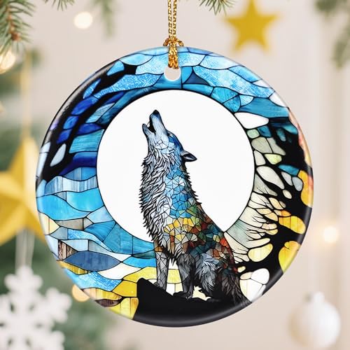Wolf Christmas Decorations for Tree, Christmas Ornaments, Keepsake Ornaments, Holiday Decor, Xmas Gifts, Gifts for Wolf Lovers, Animal Lovers - color: Howling Wolf