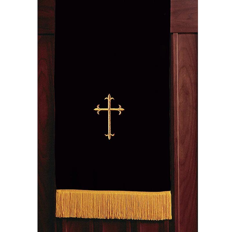 Murphy Robes Pulpit Scarves - Reversible Lectern Banner Embroidered with Gold Latin Cross Sanctuary Pulpit Scarf, 17 x 36-Inch, Black/White - color: Black/White