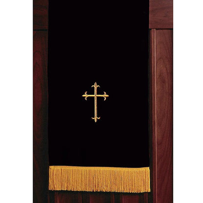 Murphy Robes Pulpit Scarves - Reversible Lectern Banner Embroidered with Gold Latin Cross Sanctuary Pulpit Scarf, 17 x 36-Inch, Black/White - color: Black/White