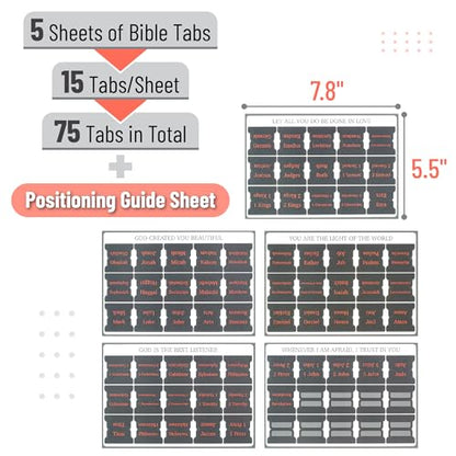 Mr. Pen- Laminated Bible Tabs, 75 pcs, Easy-to-Read & Apply - color: Cool Gray