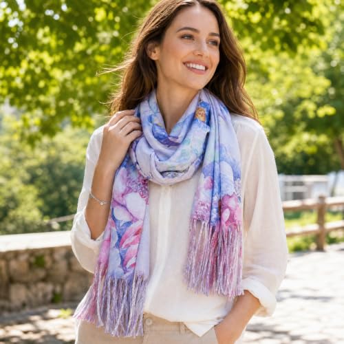 The Virgin Mary Bible Verse Shawls for Women, Catholic Christian Blanket Scarf Gifts or Mom Teacher Christmas - color: Purple Butterfly