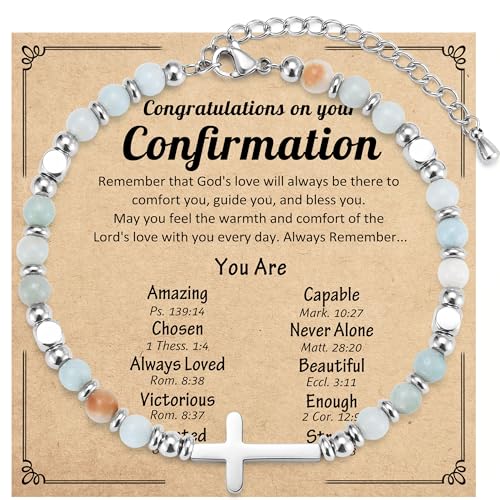Christian Cross Bracelet for Girls Women, Easter Basket Stuffers - color: Confirmation
