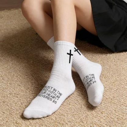 6 Pairs Christian Socks Cross Prayer Socks with Bible Verse,Christian Gift for Man Women Youth Birthday Christmas - color: 3:5-mix