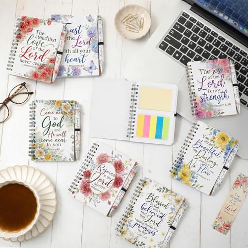 Sprial Notebooks with Pens Bulk, 48 Pack, 5.5 x 4.7 Inch, Prayer - color: Flower