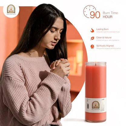 3pk Pink Rosa 90hr | 7-Day Prayer Candles - Glass Jar Veladoras, Unscented Paraffin Wax | Friendship, Romance & Affection Novena - Catholic Hispanic Church Altar, Memorial Vigil, Harmony Gift - color: Pink