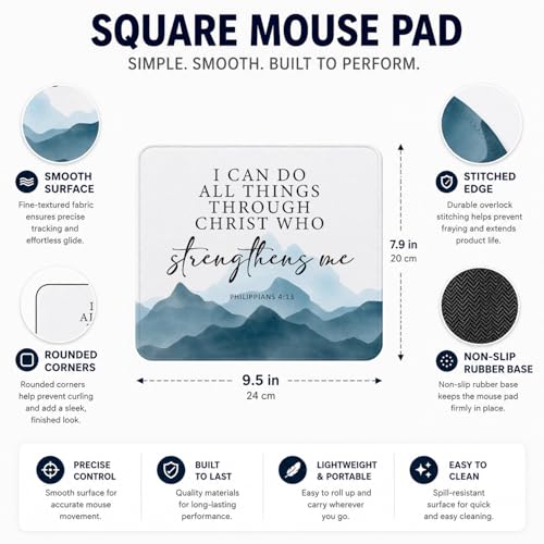 QIYUHOY Personalized Christian Bible Verses Mouse Pad, 9.5x7.9 Inch - color: I Can Do All Things