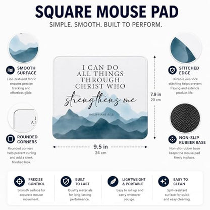 QIYUHOY Personalized Christian Bible Verses Mouse Pad, 9.5x7.9 Inch - color: I Can Do All Things