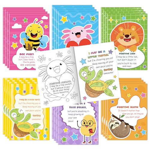 Dvbonike 24Pcs Positive Coloring Books Animal Inspirational Puns DIY Pages - color: D-positive (Puns)