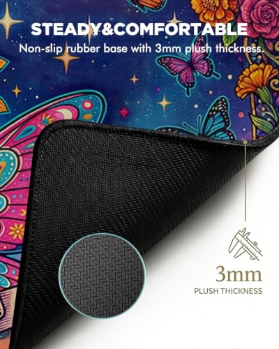 Mouse Pad, Desk Mat, 31.5x11.8in Large Mousepad - color: Butterfly Skeleton