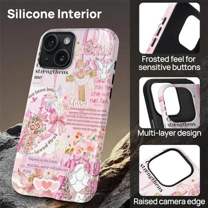Magnetic Case for iPhone 15, Compatible with Magsafe PC Hard Shell & Silicone Inner Bumper Anti-Scratch Full-Body Cover Shockproof Slim Design Retro Newspaper Collage Religious Jesus - color: Retro Newspaper Collage Religious Jesus, size: iPhone 15