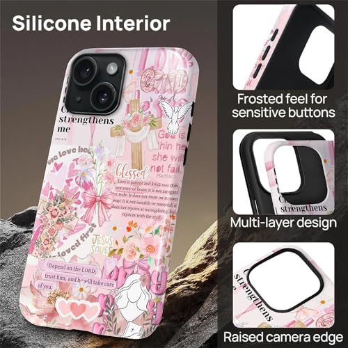 Magnetic Case for iPhone 15 Plus, Compatible with Magsafe PC Hard Shell & Silicone Inner Bumper Anti-Scratch Full-Body Cover Shockproof Slim Design Retro Newspaper Collage Religious Jesus - color: Retro Newspaper Collage Religious Jesus, size: iPhone 15 P