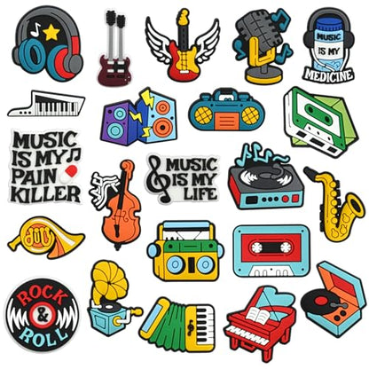 Cute Pins Bulk, Funny Lapel Badge Pins Rubber Brooch Pins for Backpacks, Hats, Bags - style: Music-22PCS