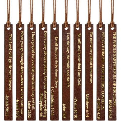 Skyygemm 10 Pcs Christian Bookmarks Christmas Gift for Women, Brown - color: Brown