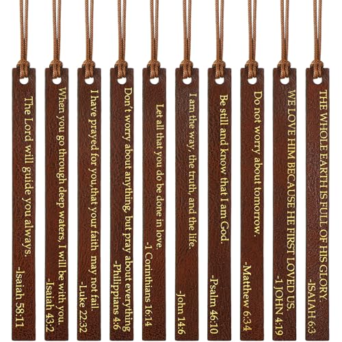 Skyygemm 10 Pcs Christian Bookmarks Christmas Gift for Women, Brown - color: Brown