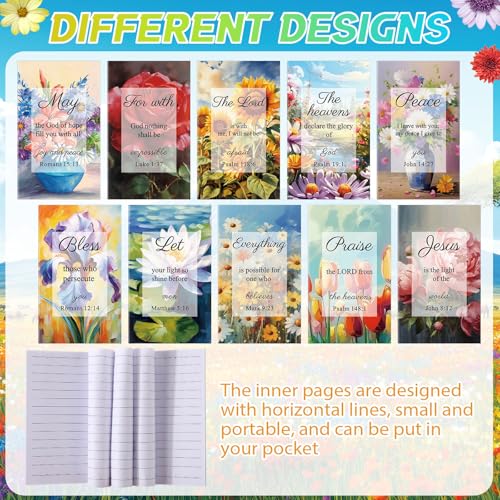 Moinchore 200 Pcs Christian Gift for Women Christian Accessories Include 50 Bible Verses Notebook 50 Church Bookmark 50 Ballpoint Pen Organza Bag Gift for Christmas Church Motivational (Oil Painting) - style: Oil Painting