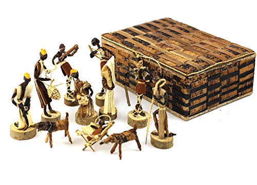 Global Crafts Nativity Parent - Handmade Nativity Set - Fair Trade Banana Fiber Christmas Décor