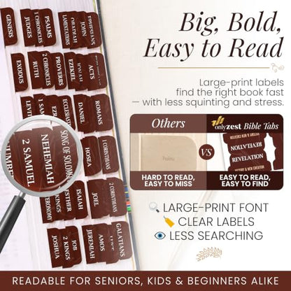 90 Christian Bible Tabs for Women, Men, Kids - Brown Marble - color: Brown Marble