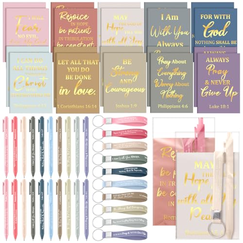 Eersida 80 Pcs Christian Gifts Bulk, Pastel Bible Notebooks Pens Keychain - color: Pastel, style: Bible