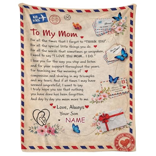Personalized Letter Blanket to Mom, Custom Name Message Flannel Gift - color: Design29