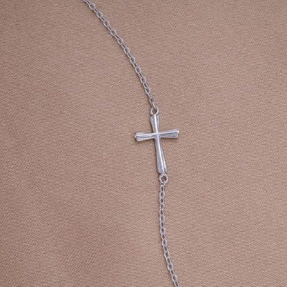 GAVU 925 Sterling Silver Small Cross Charm Bracelet for Women - color: Silver