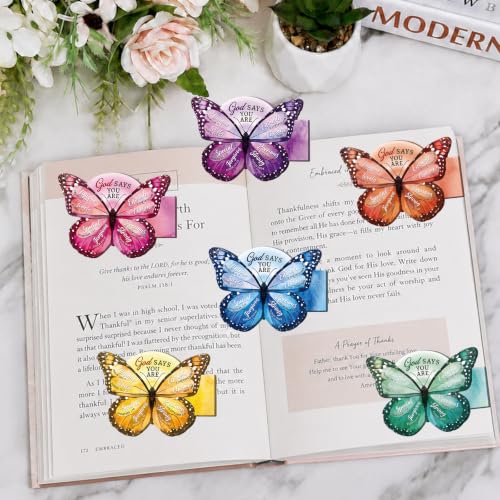 Christian Magnetic Bookmarks for Women – 6Pcs Cute Butterfly Book Markers - Stocking Stuffers Gifts for Women Students Teachers - Religious Page Markers for Book Lovers Reader - color: Butterfly-6pcs