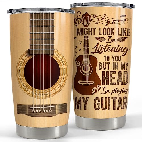 SANDJEST Guitar Tumbler Cup 20oz Guitarist Stainless Steel Insulated Tumblers Guitars Coffee Travel Mug Gift for Musician Players Guitar Lovers Gifts for Birthday Christmas - color: Guitar