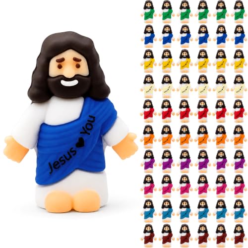 60 PCS Little Jesus Figures Mini Pocket Jesus Loves You Figurines for Easter Egg Stuffers Church Giveaways Baptism Religious Inspirational Gifts