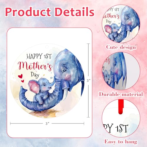 D4DREAM Happy First Mothers Day Elephant Ornament Gifts for New Mom Cute Elephant 1st Mother to Be Gifts for First Time New Mother to Be Expecting Mom from Baby - color: 2-4 Mothers Day