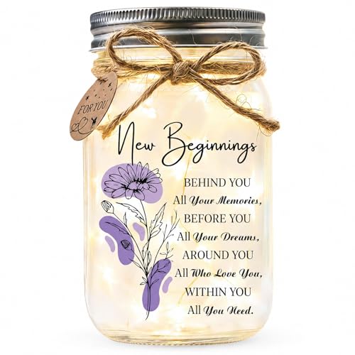 SOLMAY New Beginnings Gifts for Women, New Job Gifts for Women Keepsake Jar - color: Mason New Beginnings
