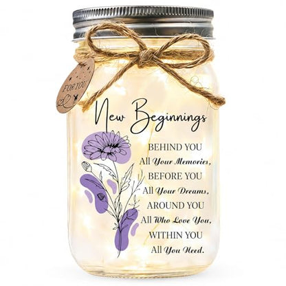 SOLMAY New Beginnings Gifts for Women, New Job Gifts for Women Keepsake Jar - color: Mason New Beginnings