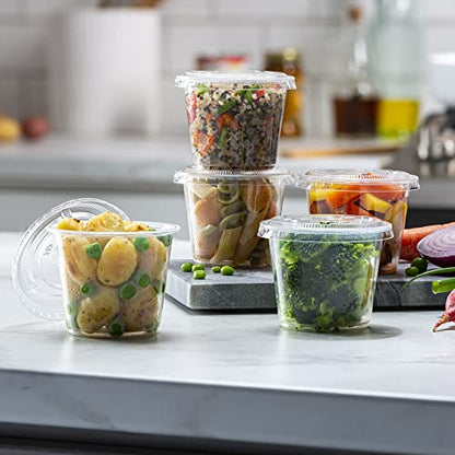 5 oz - Clear Diposable Plastic Portion Cups With Lids, Small Mini 100 Sets - color: Clear, size: 5 oz