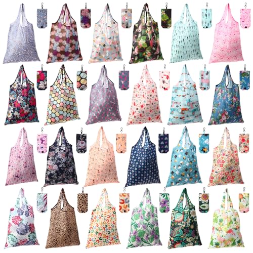 Paterr 24 Pcs Reusable Grocery Shopping Bags Foldable Bulk - style: Classic Style
